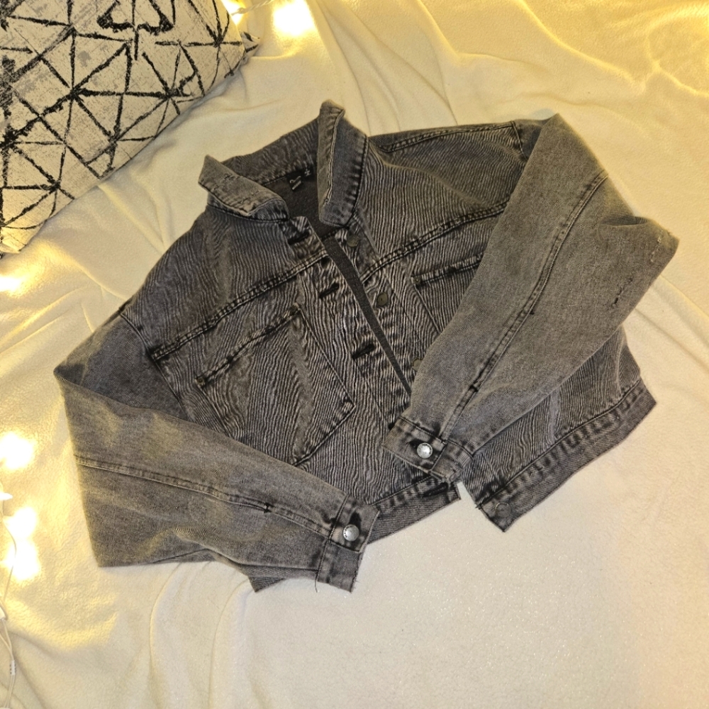 Black denim crop jacket